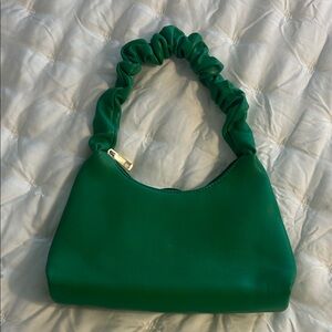 Target Green Scrunch-Handle Shoulder Bag with Gold Trim